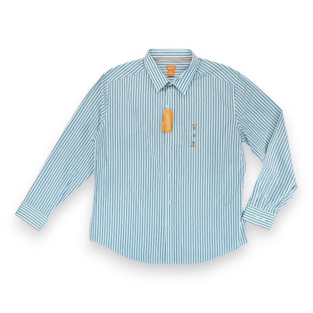 NWT‎ Savane Shirt Mens XXL Plaid Long Sleeve Eco-Start Blue Business Workwear